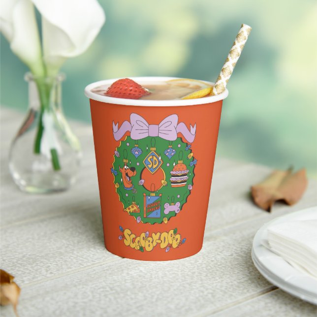 Scooby-Doo-Weihnachts Snack-Kranz Grafik Pappbecher (In Situ)