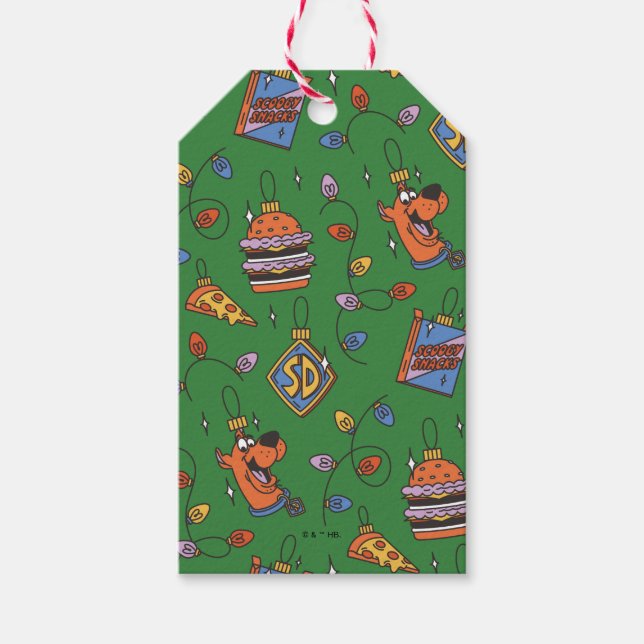 Scooby-Doo-Weihnachts-Snack-Lichter-Muster Geschenkanhänger (Vorderseite)