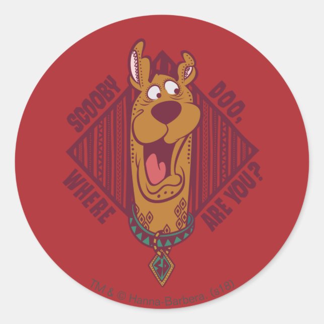 Scooby-Doo Wo sind Sie Tribal Graphic Runder Aufkleber (Vorderseite)