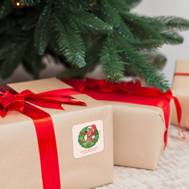 Scooby im Weihnachtsreich - Personalisiert  Quadratischer Aufkleber (Sticker on gift)