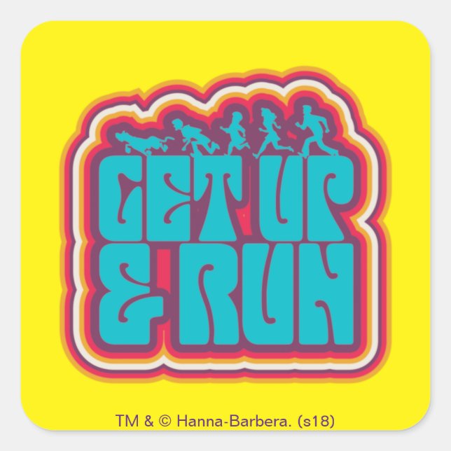 Scooby und die Gang "Get Up & Run" Grafik Quadratischer Aufkleber (Vorderseite)