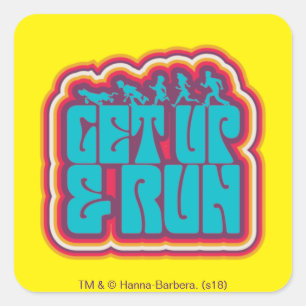 Scooby und die Gang "Get Up & Run" Grafik Quadratischer Aufkleber