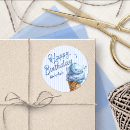 Scoop Ice Cream Boys jeden Alters Geburtstag Runder Aufkleber