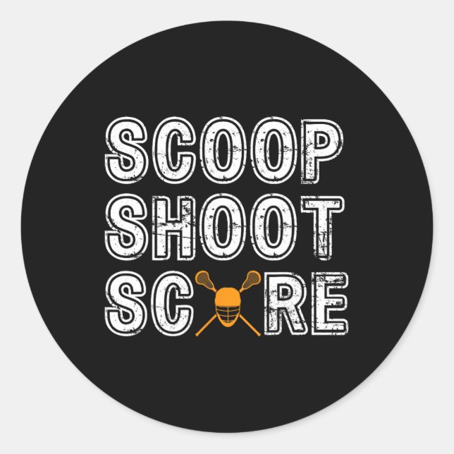 Scoop Shoot Score Lacrosse Runder Aufkleber (Vorderseite)