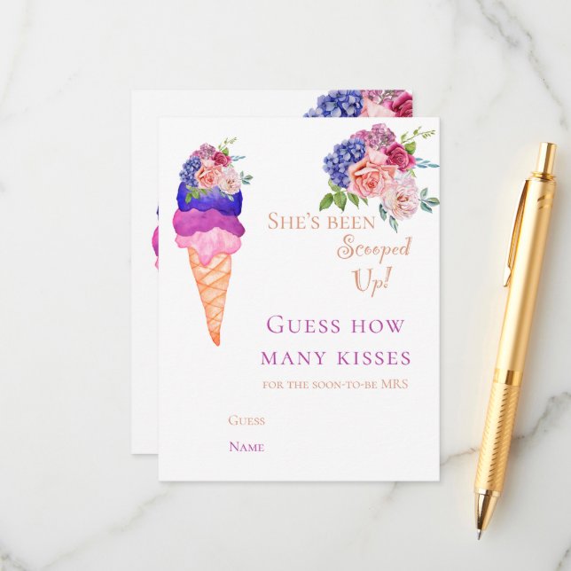 Scooper Funny Guess Game Ice Cream Brautparty Begleitkarte (Vorderseite/Rückseite Beispiel)