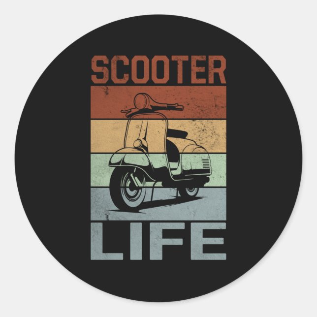 Scoot Life Scooter Moped Runder Aufkleber (Vorderseite)