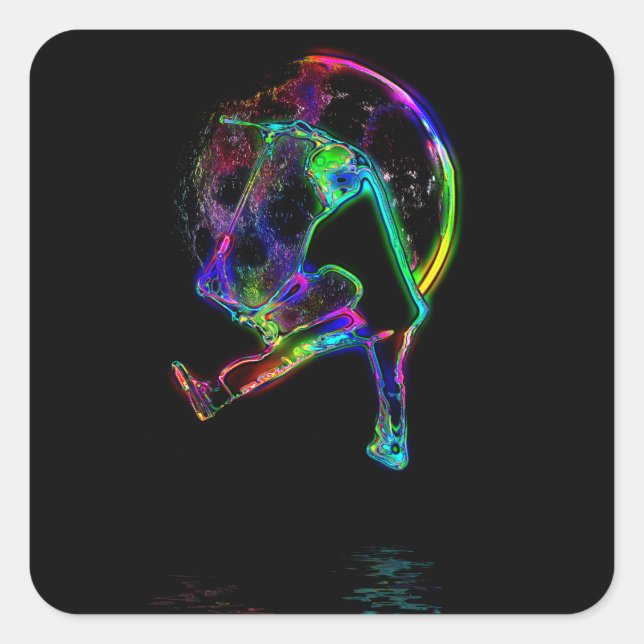 Scoot the Moon - Scooter Champ Quadratischer Aufkleber (Vorderseite)