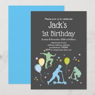 Scooter, Bikes, Skateboards, fahren weiter Einladung