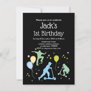 Scooter, Bikes, Skateboards, fahren weiter Einladung