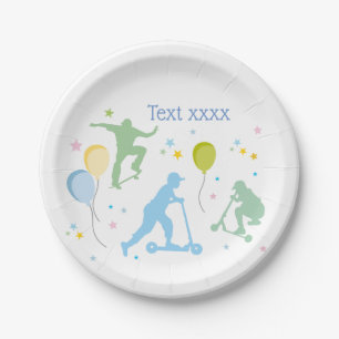 Scooter, Bikes, Skateboards, fahren weiter Pappteller