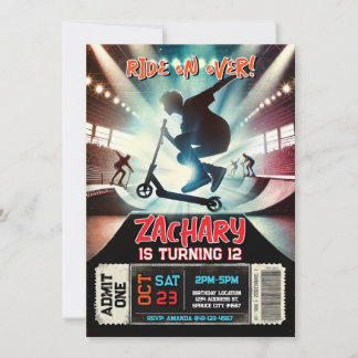 Scooter Birthday Einladung | Digitaler Skate Park