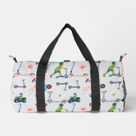 Scooter Bloom Duffle: Whimsical Wheels Transport Duffle Bag