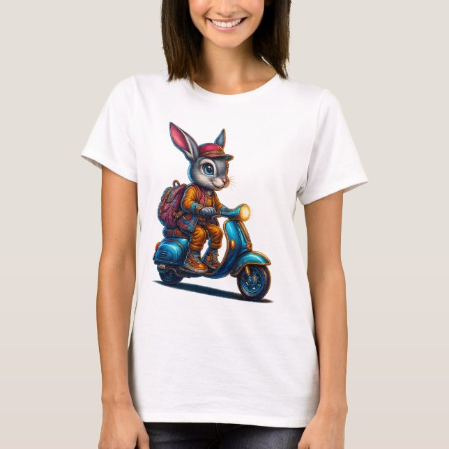 Scooter Bunny Retro T-Shirt (Vorderseite)