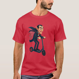 Scooter Dracula Funny toon Vampire on Electric Rid T-Shirt