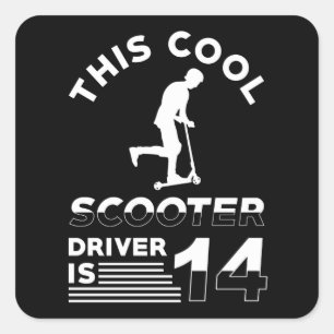 Scooter Geburtstag 14 Jahre alt Quadratischer Aufkleber