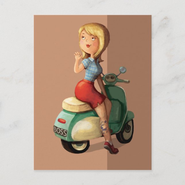 Scooter Girl Postkarte (Vorderseite)