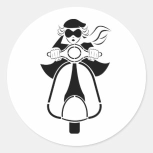Scooter Girl Runder Aufkleber
