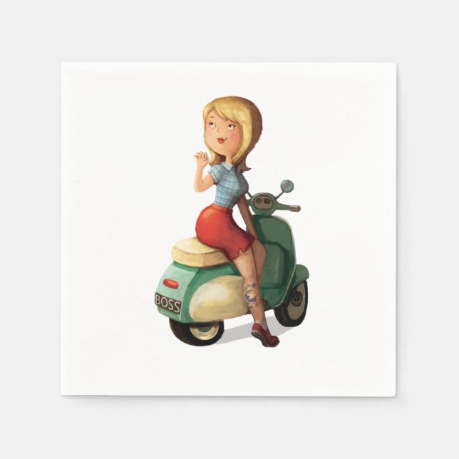 Scooter Girl Serviette (Vorderseite)
