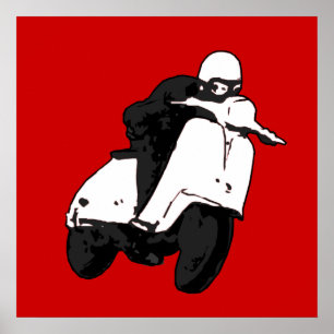 Scooter Racer grau schwarz Großdruck Poster