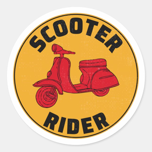Scooter Rider Scootering Motorrad Moped Bike Runder Aufkleber (Vorderseite)