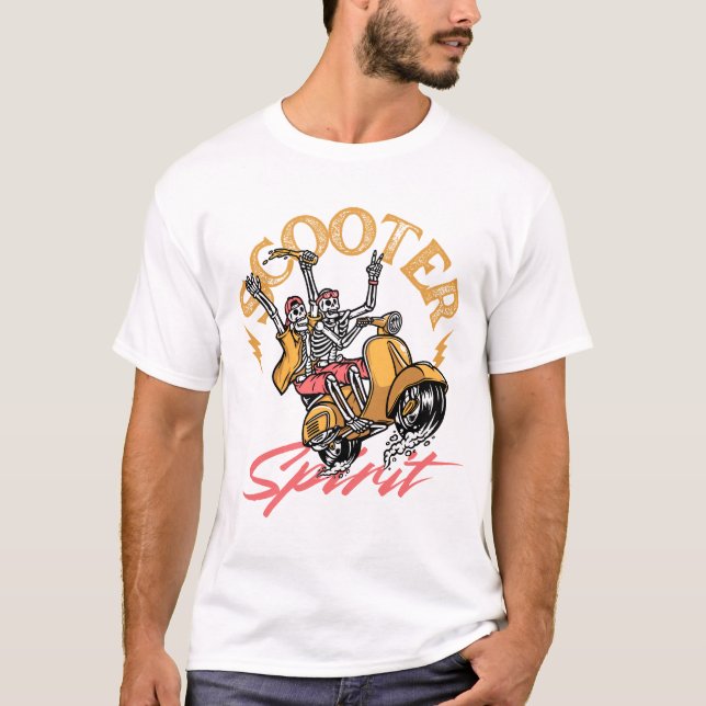 Scooter Spirit – Retro Skeleton Rider Design T-Shirt (Vorderseite)