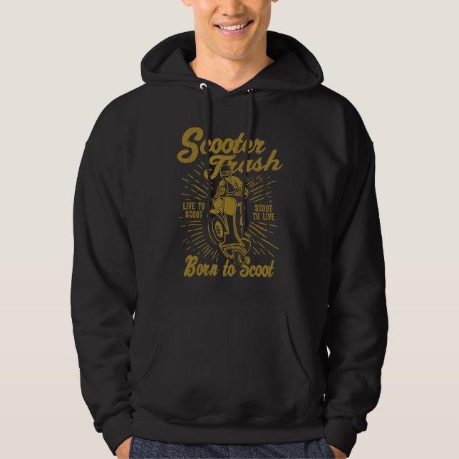 Scooter Trash Retro Distressed Style Scooter Humor Hoodie (Vorderseite)