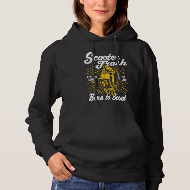 Scooter Trash Retro Distressed Style Scooter Humor Hoodie (Vorderseite)