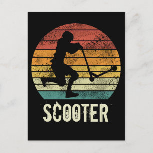 Scooter Vintag Sunset Retro E-Scooter Design Postkarte