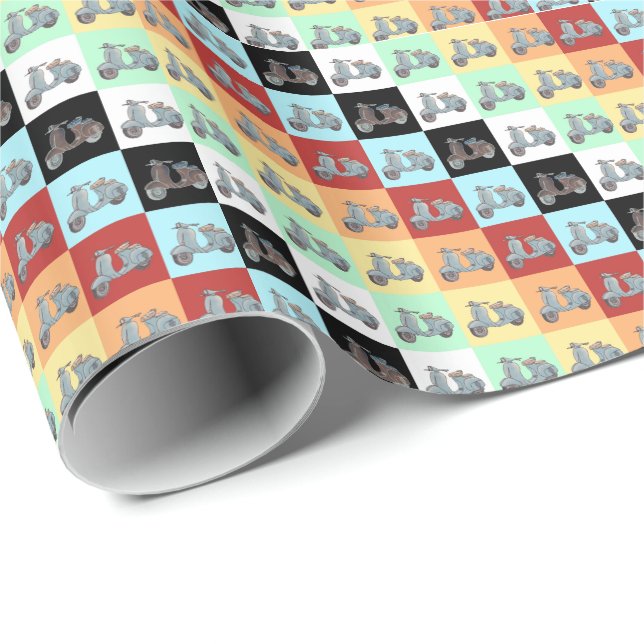 Scooter Wrapping Paper Geschenkpapier (Rolleneckpunkt)
