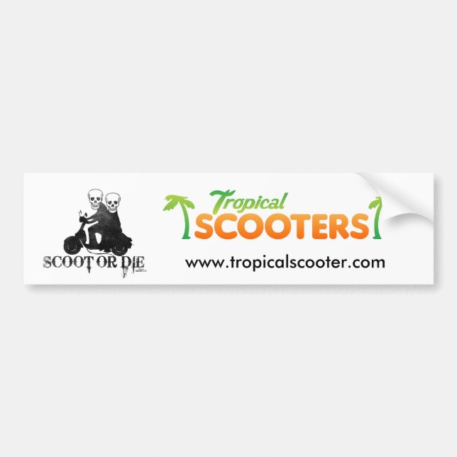 ScootOrDie, logo_02, www.tropicalscooter.com Autoaufkleber (Vorne)