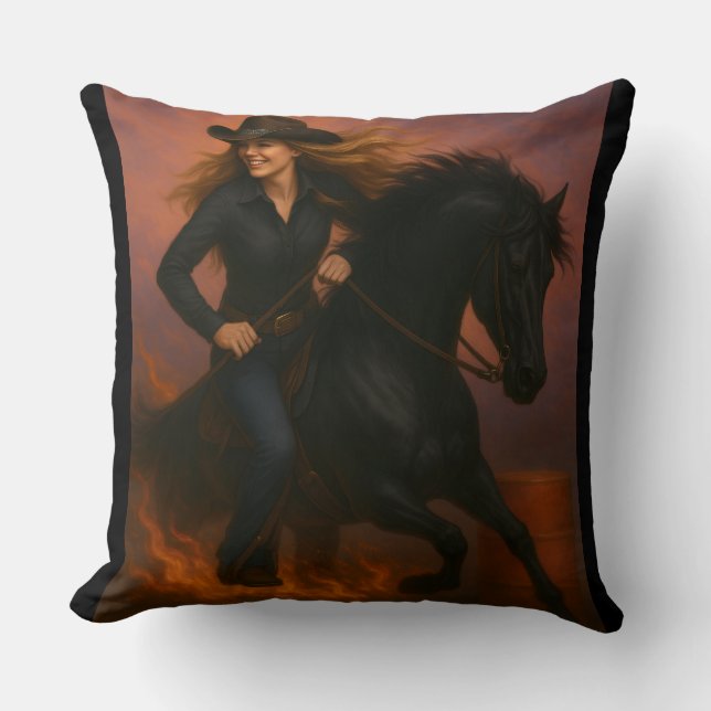Scorching Fast Barrel Racing Team Throw Pillow Kissen (Vorderseite)