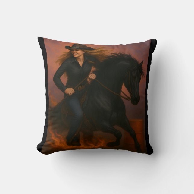 Scorching Fast Barrel Racing Team Throw Pillow Kissen (Vorderseite)