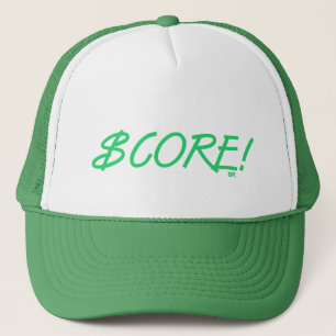 Score-Dollar-Zeichen-grün-weiße-grüne-Schaumstoff- Truckerkappe
