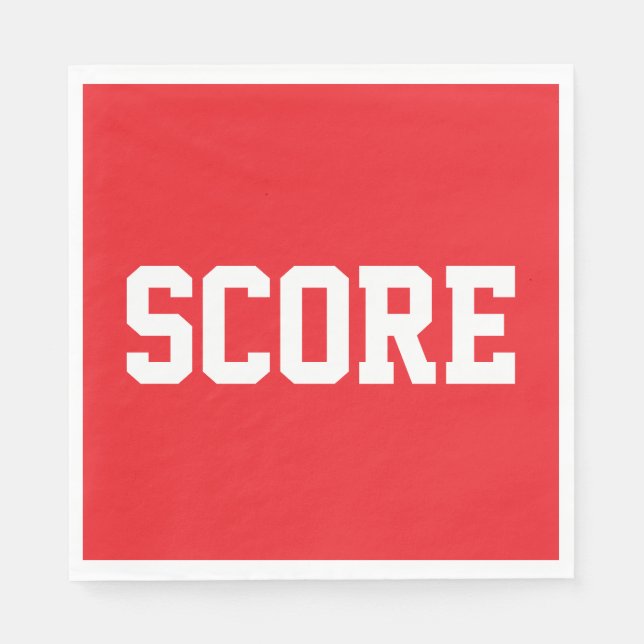 SCORE Fun Sporty White Athletic Text On Bright Red Serviette (Vorderseite)