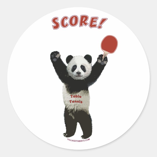Score Panda Pong Runder Aufkleber (Vorderseite)