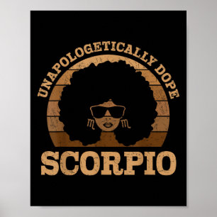 Scoro Queen Afro Hair Black Woman Zodiac Sign Poster