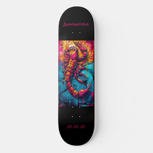 Scorpio Astrologie Grafitti Personalisiert Skateboard (Vorderseite)