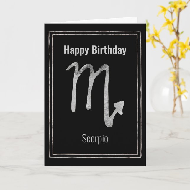 Scorpio astrologie Silber zodiac Happy Birthday Karte (Gelbe Blume)