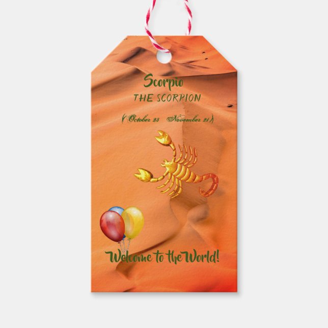 Scorpio Babydusche - Geschenketiketten Geschenkanhänger (Vorderseite)