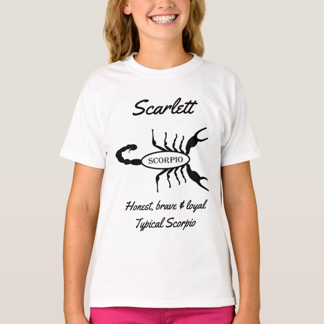 Scorpio Black Scorpion Star Sign Custom T-Shirt (Vorderseite)