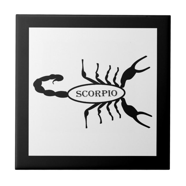Scorpio Black Scorpion Star Sign Fliese (Vorderseite)