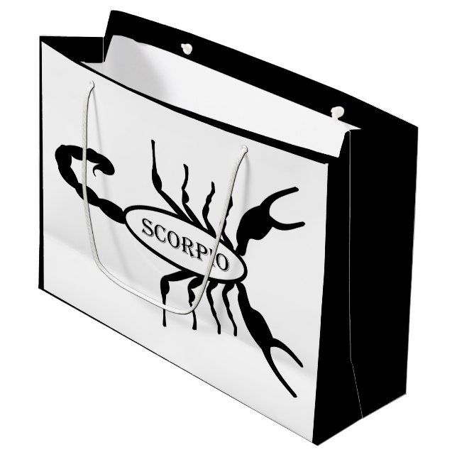 Scorpio Black Scorpion Star Sign Große Geschenktüte (Vorderseite Schrägansicht)