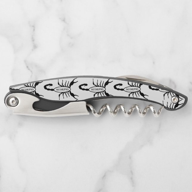 Scorpio Black Scorpion Star Sign Individuelle Name Kellnermesser (Vorderseite)