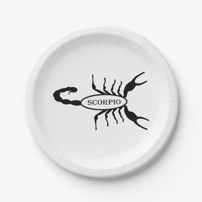 Scorpio Black Scorpion Star Sign Pappteller (Vorderseite)