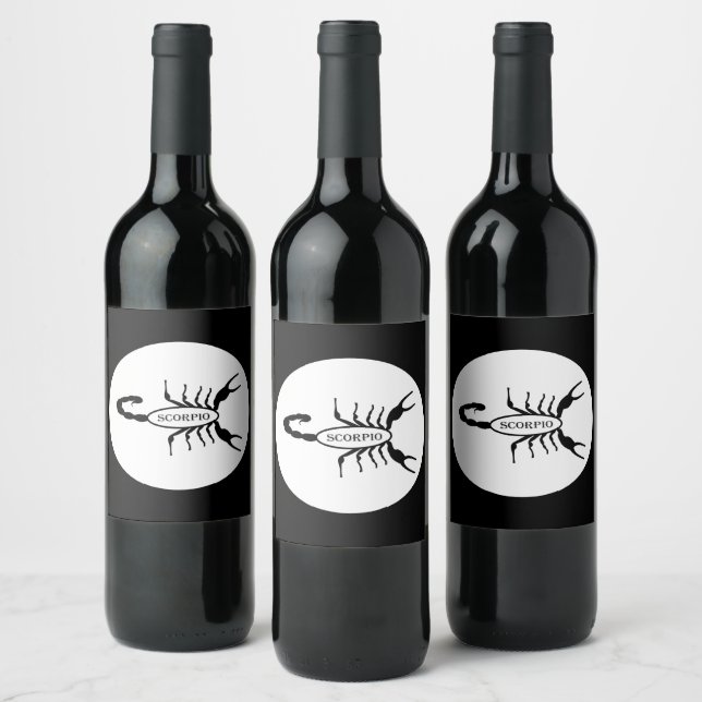 Scorpio Black Scorpion Star Sign Weinetikett (Flaschen)