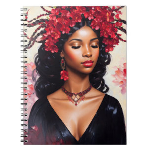 Scorpio Black Woman Red Black Zodiac Art Notizblock