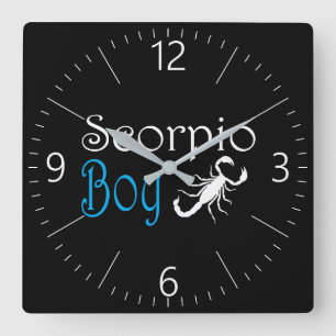 Scorpio boy quadratische wanduhr