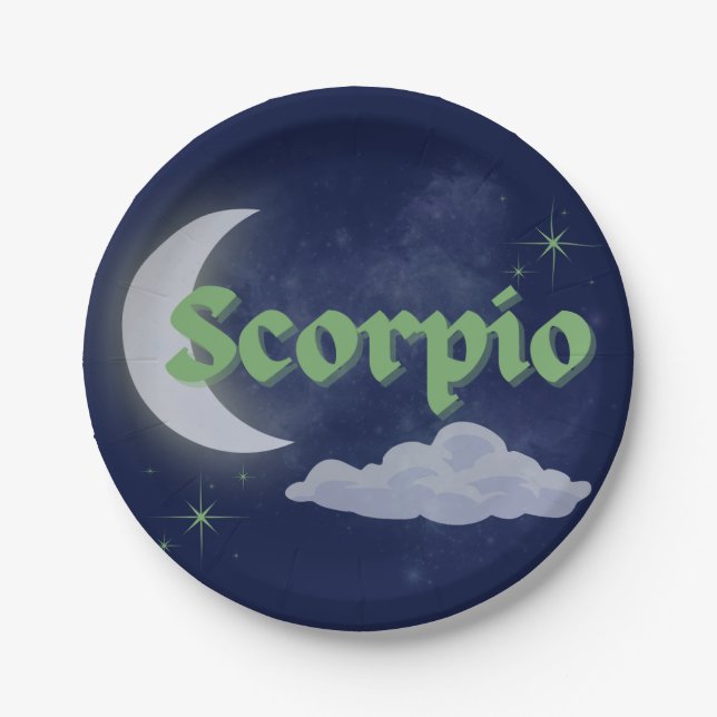 Scorpio Celestial Moon Cloud Stars Astrologie Kuns Pappteller (Vorderseite)