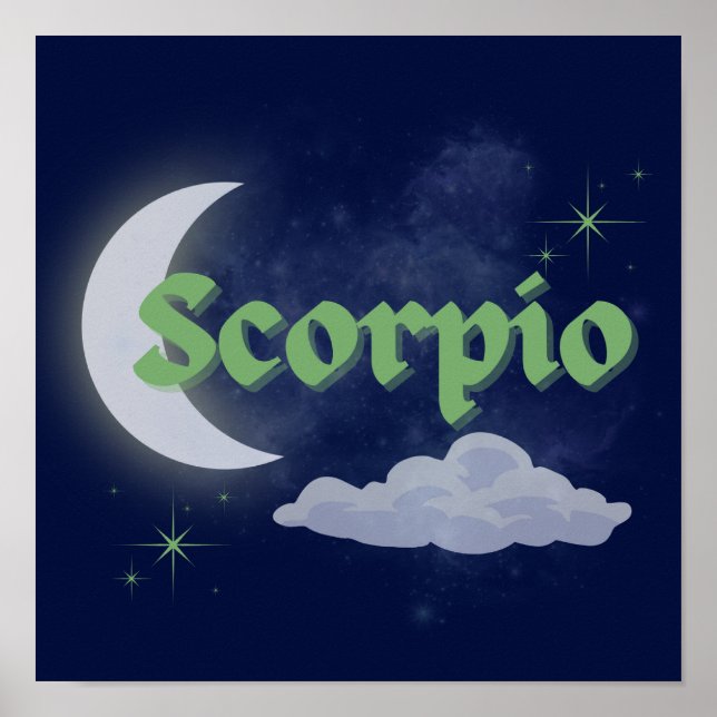 Scorpio Celestial Moon Cloud Stars Astrologie Kuns Poster (Vorne)