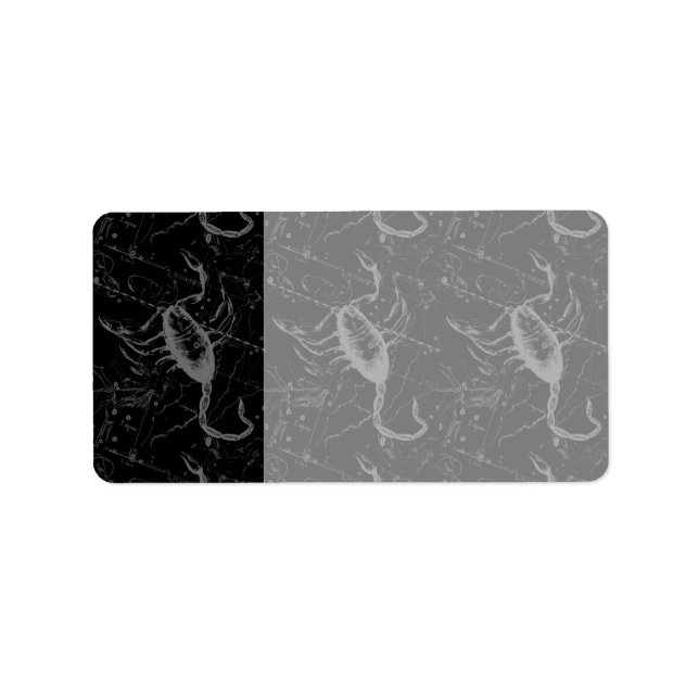 Scorpio Constellation Hevelius 1690 auf Schwarz Adressaufkleber (Vorne)